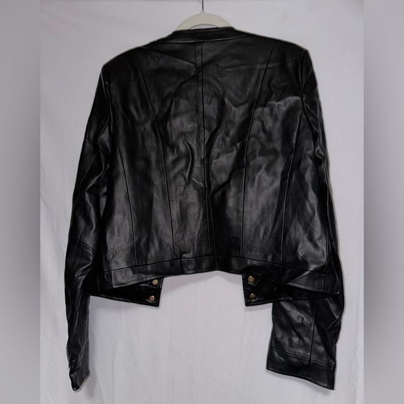 Black Leather Jacket with Gold Buttons - Picture 2 of 2